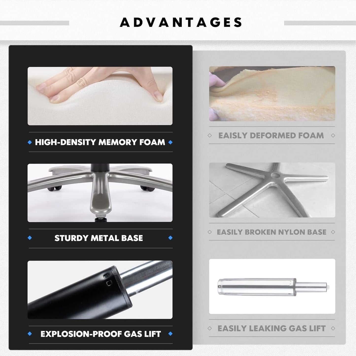 Big and Tall Office Chair 400Lbs, High Back Heavy Duty Executive Computer Desk Chair with Metal Base, Back Support for Heavy People-Brown-4