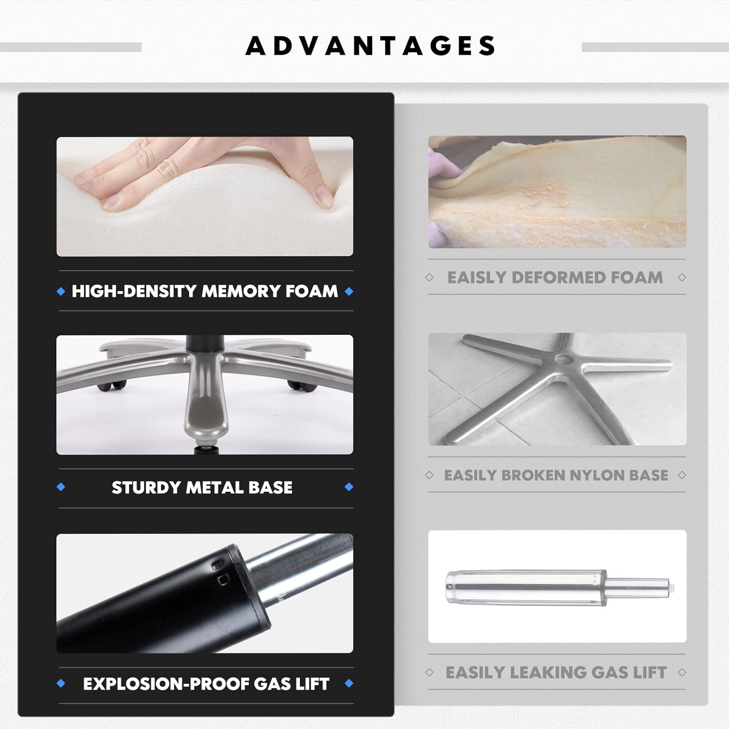 Big and Tall Office Chair 400Lbs, High Back Heavy Duty Executive Computer Desk Chair with Metal Base, Back Support for Heavy People-Brown-4