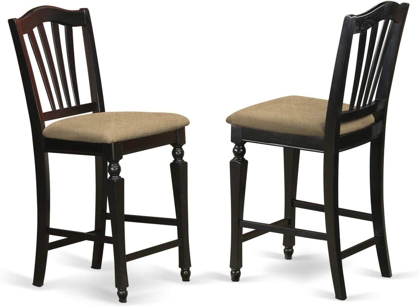 CHS-BLK-LC Chelsea Counter Dining Chairs - Faux Leather Upholstered Solid Wood Chairs, Set of 2, Black-3