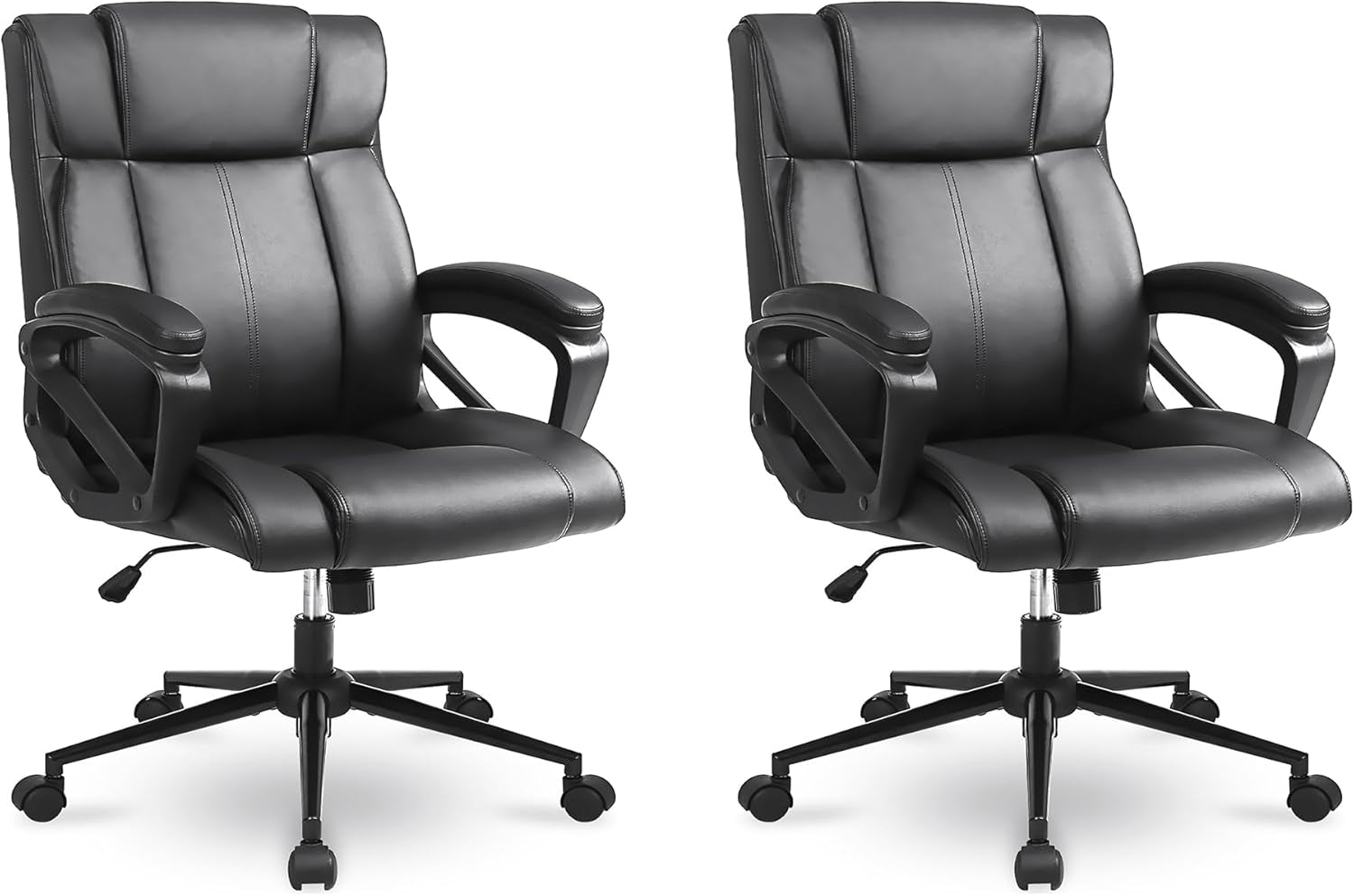 Ergonomic Leather Office Chairs, Lumbar Support, Set of 2-1