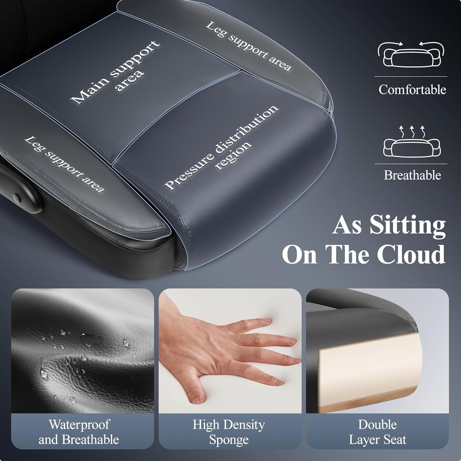 Big Tall Leather Office Chair, Lumbar, Flip-Up Arms-4