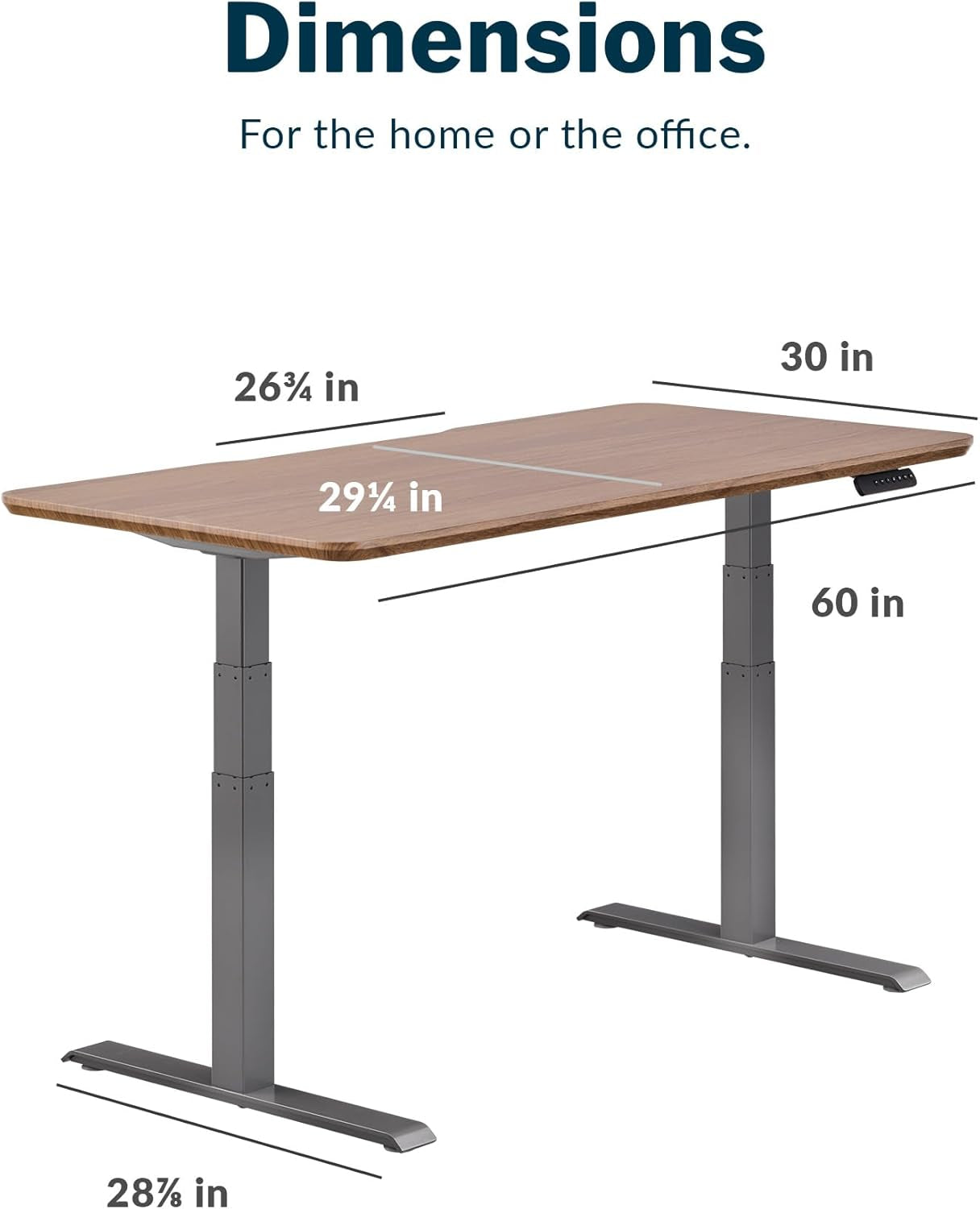 Electric Standing Desk - 60X30 desk, Adjustable Height Stand up Desk - Dual Motor with Memory Presets, Stable T-Style Legs - Home Office Essentials Computer Desk - Walnut-1