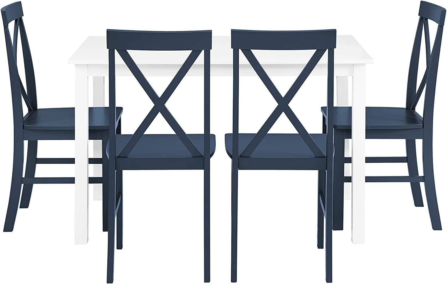 Navy Blue Farmhouse Table and X-Back Chair Dining Set-2
