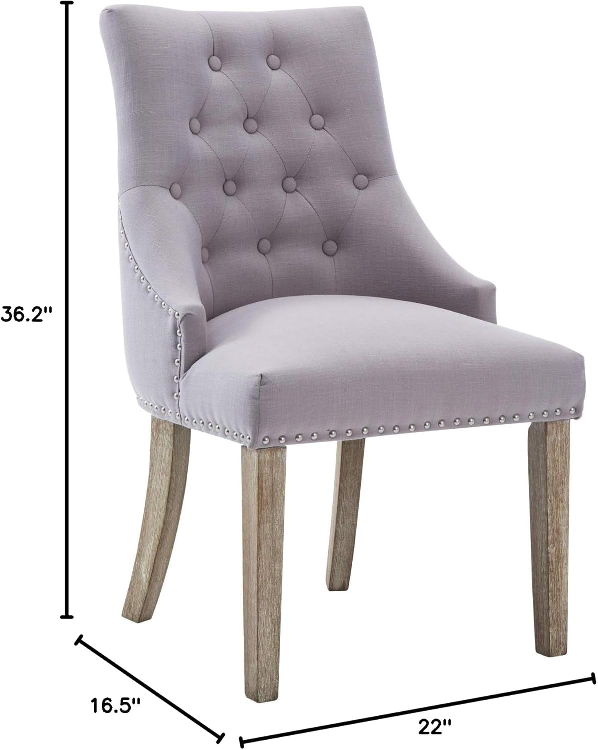 Dining Chair Gray Fabric Leisure Padded Ring Chair, Nailed Trim, Set of 2-2