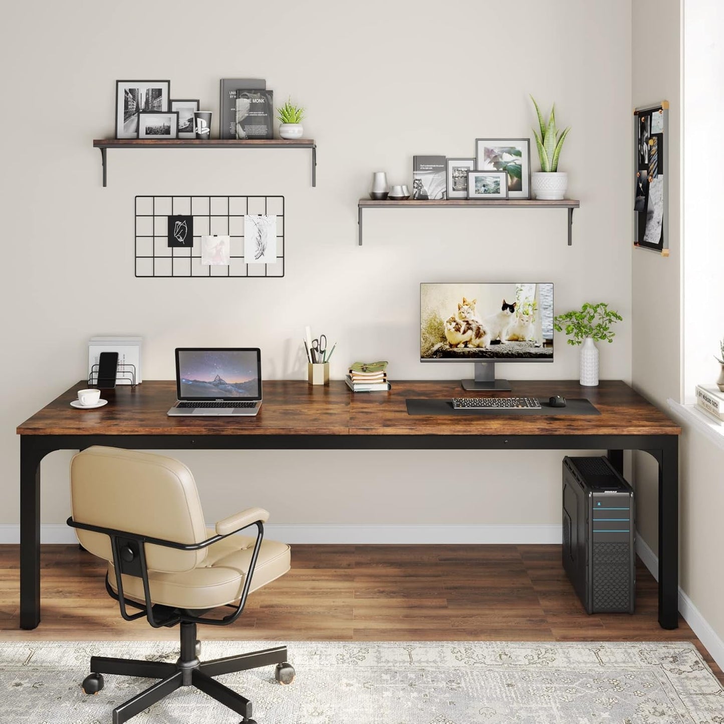 78.7 Inches Extra Long Computer Desk 2 Person Desk, Double Long Desk, Workstaion for Home Office-3