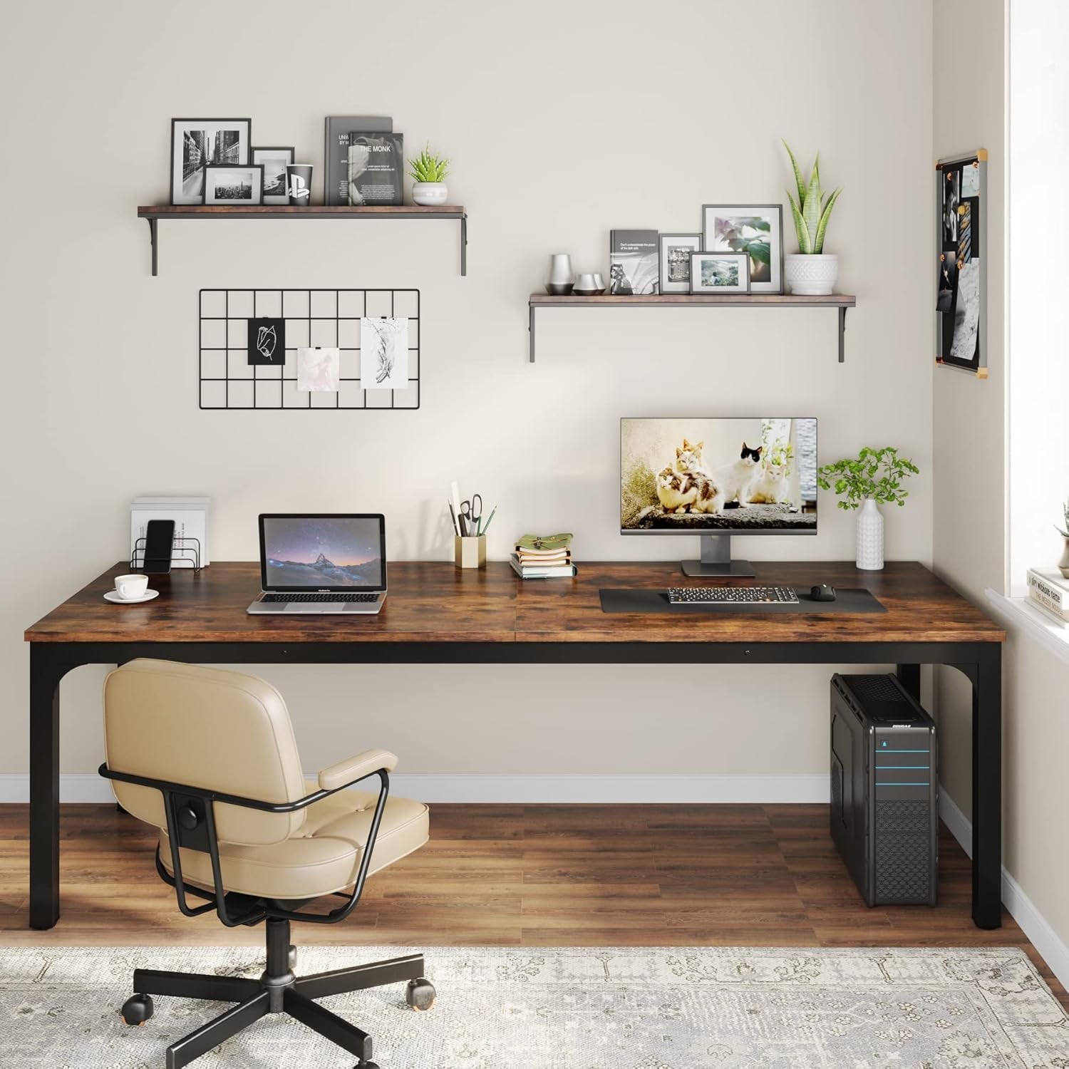 78.7 Inches Extra Long Computer Desk 2 Person Desk, Double Long Desk, Workstaion for Home Office-3