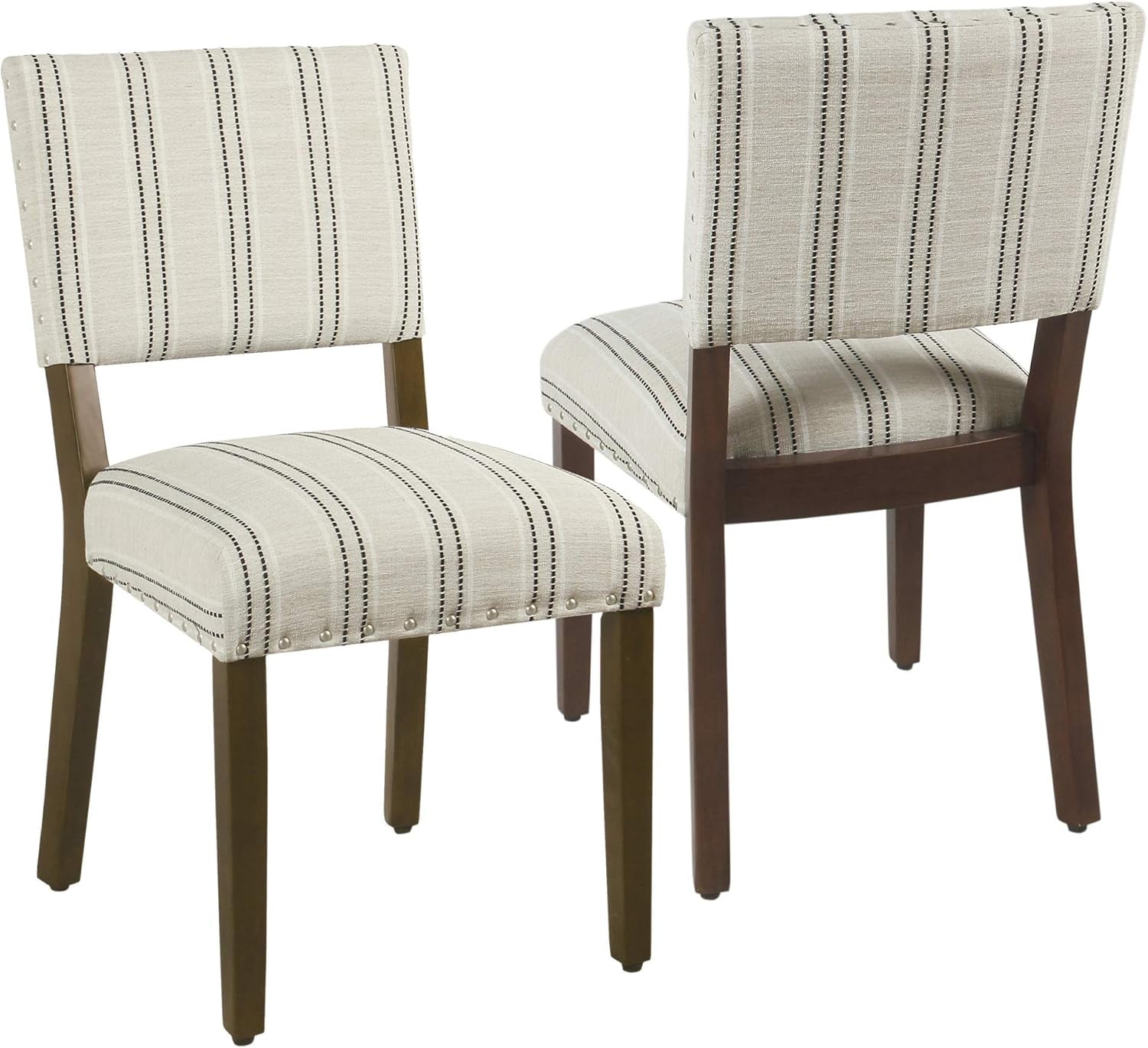 Home Decor | Upholstered Dining Chairs | Dining Chairs Set of 2 with Nailhead Trim | Decorative Home Furniture, Black and White Stripes-0