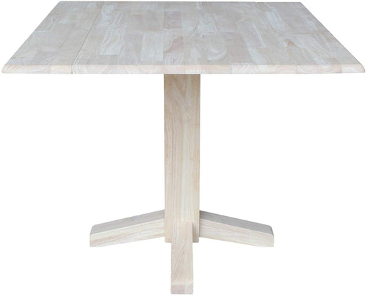 Square Dual Drop Leaf Dining Table in Unfinished Wood-1