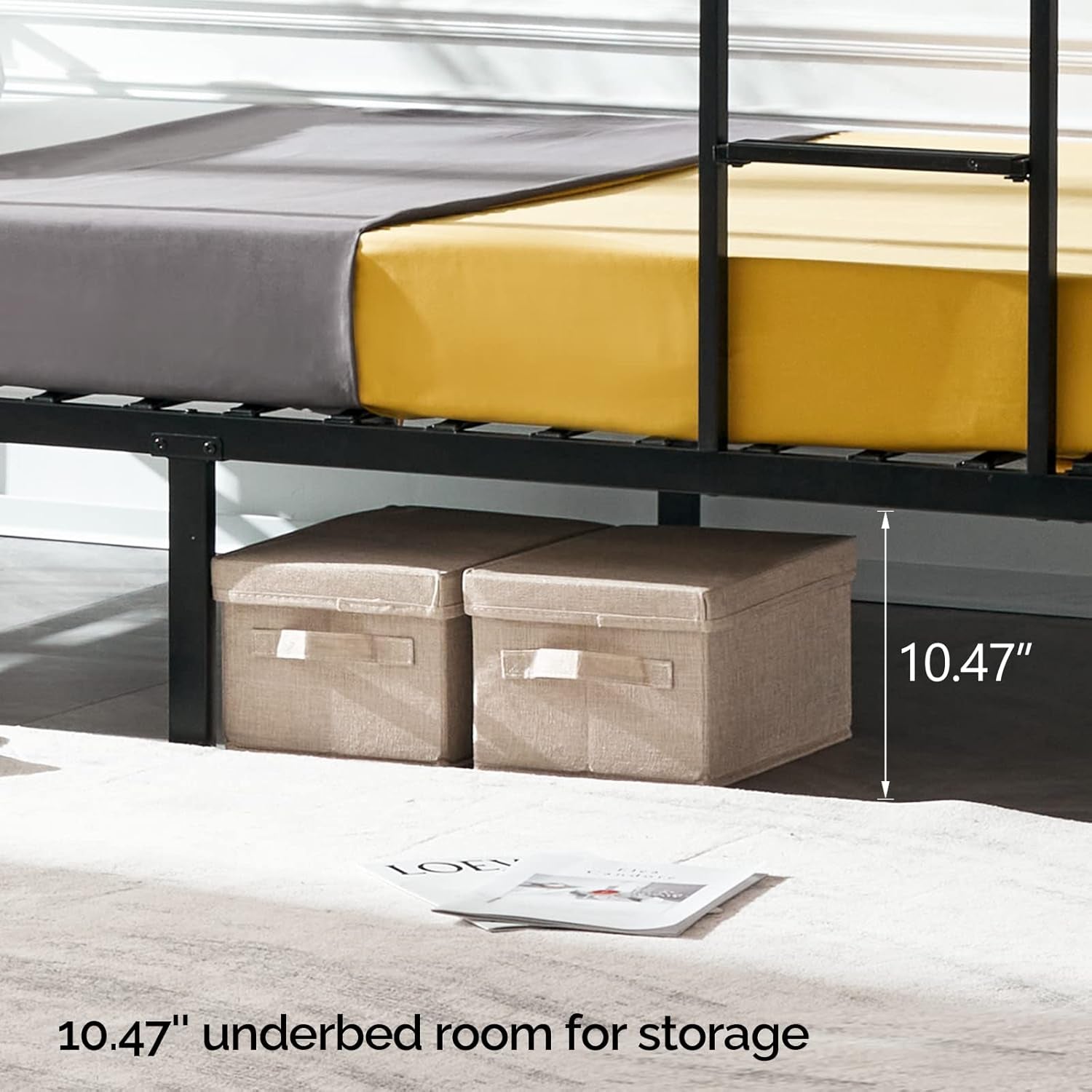 Bunk Bed Twin over Twin for Kids, Teens & Adults Bunk Bed with Stairs & Flat Rungs, Heavy Duty Metal Slats, No Box Spring Needed, Black-4