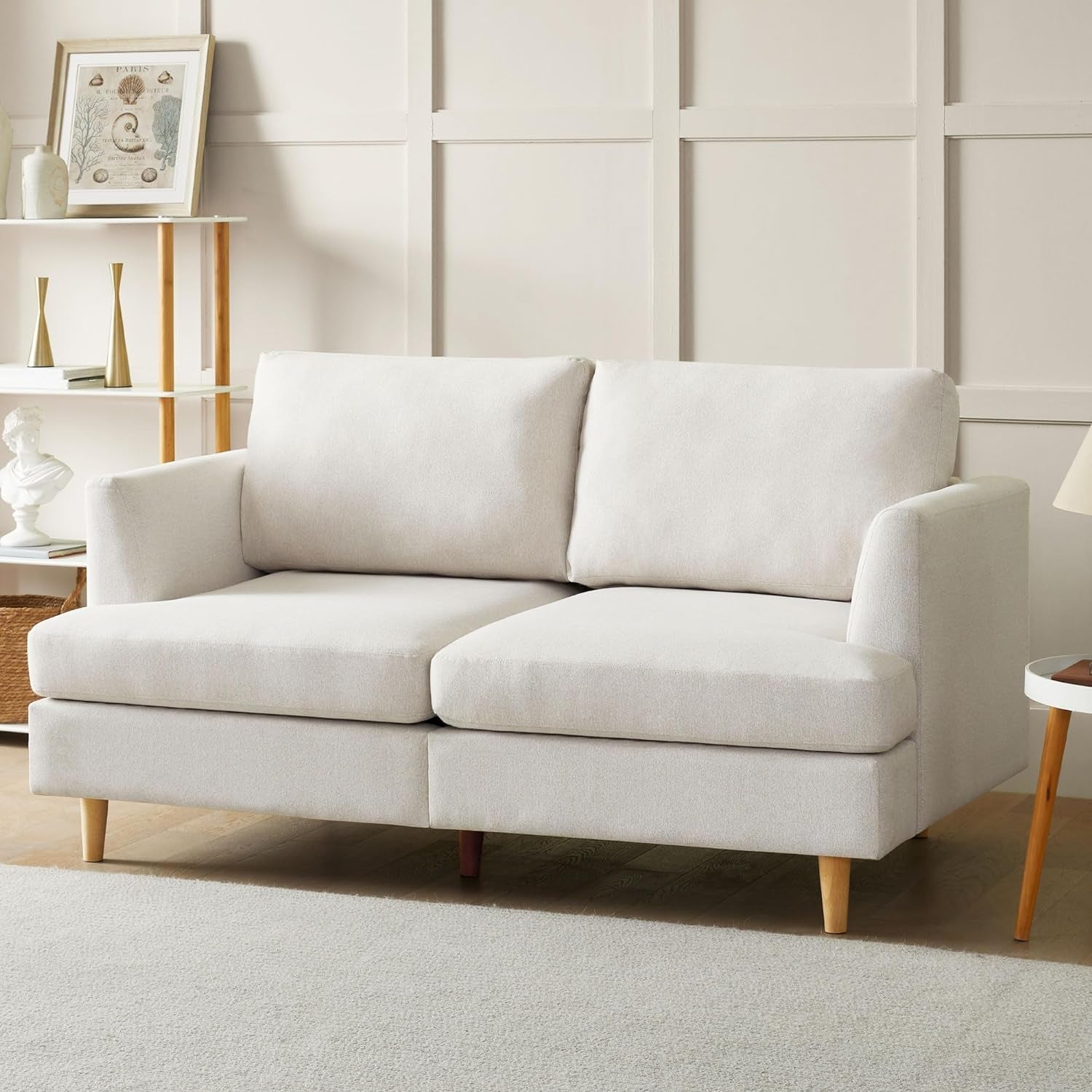 Modern Beige Loveseat for Small Spaces-0
