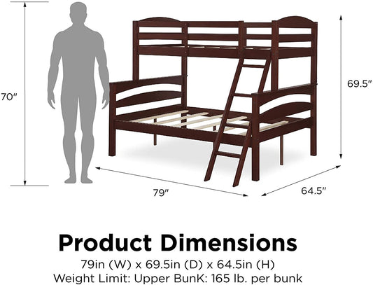 Metal Bunk Bed Twin over Full with Stairs, Black-1