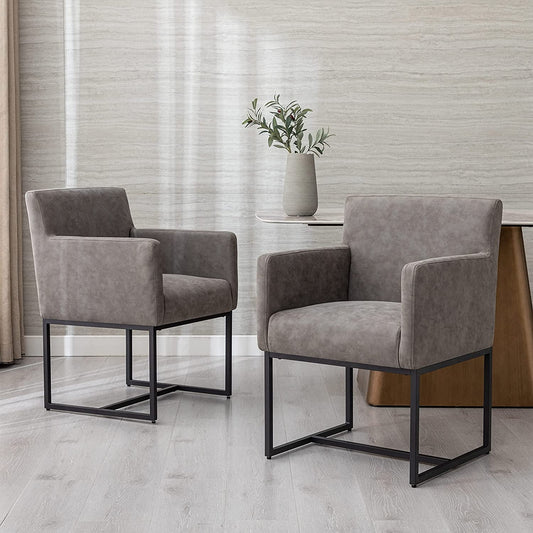 Set of 4 Upholstered Armchairs, Grey-0