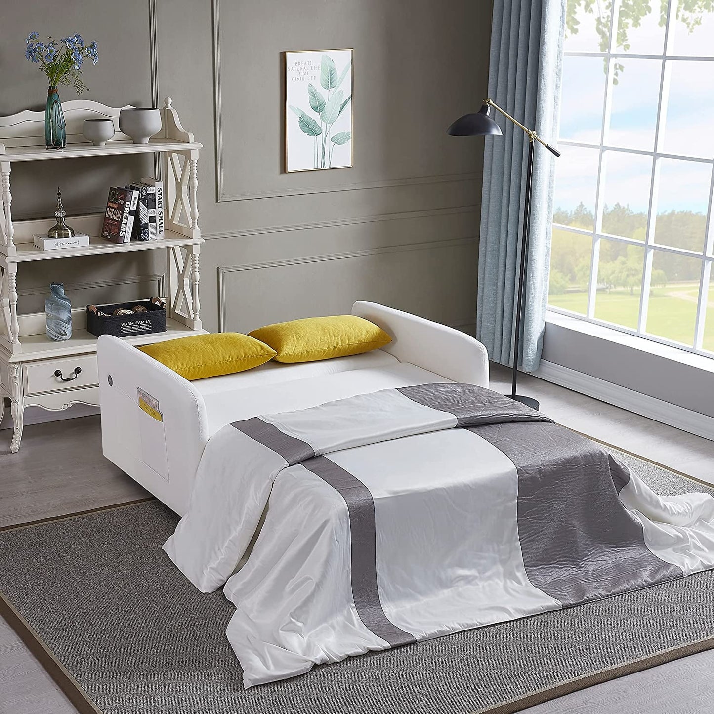 Convertible Sofa Bed with USB and Pockets-0
