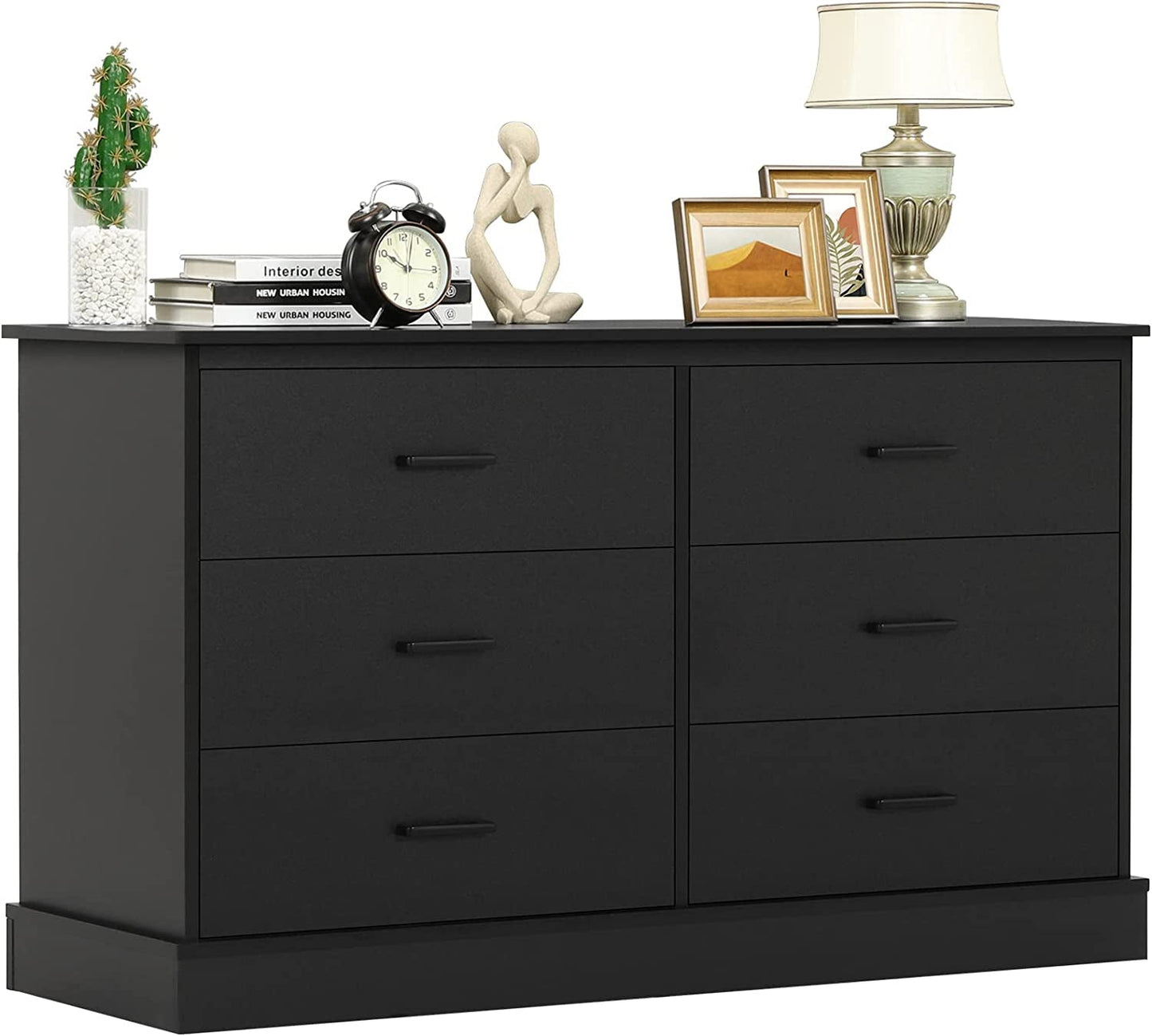 Double 6-Drawer Wood Storage Tower Organizer-1