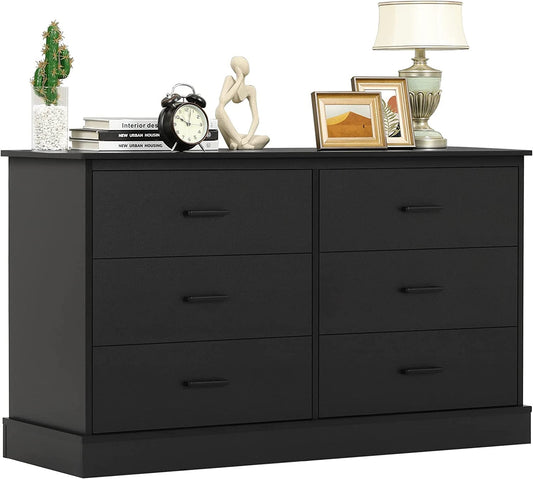 Double 6-Drawer Wood Storage Tower Organizer-1