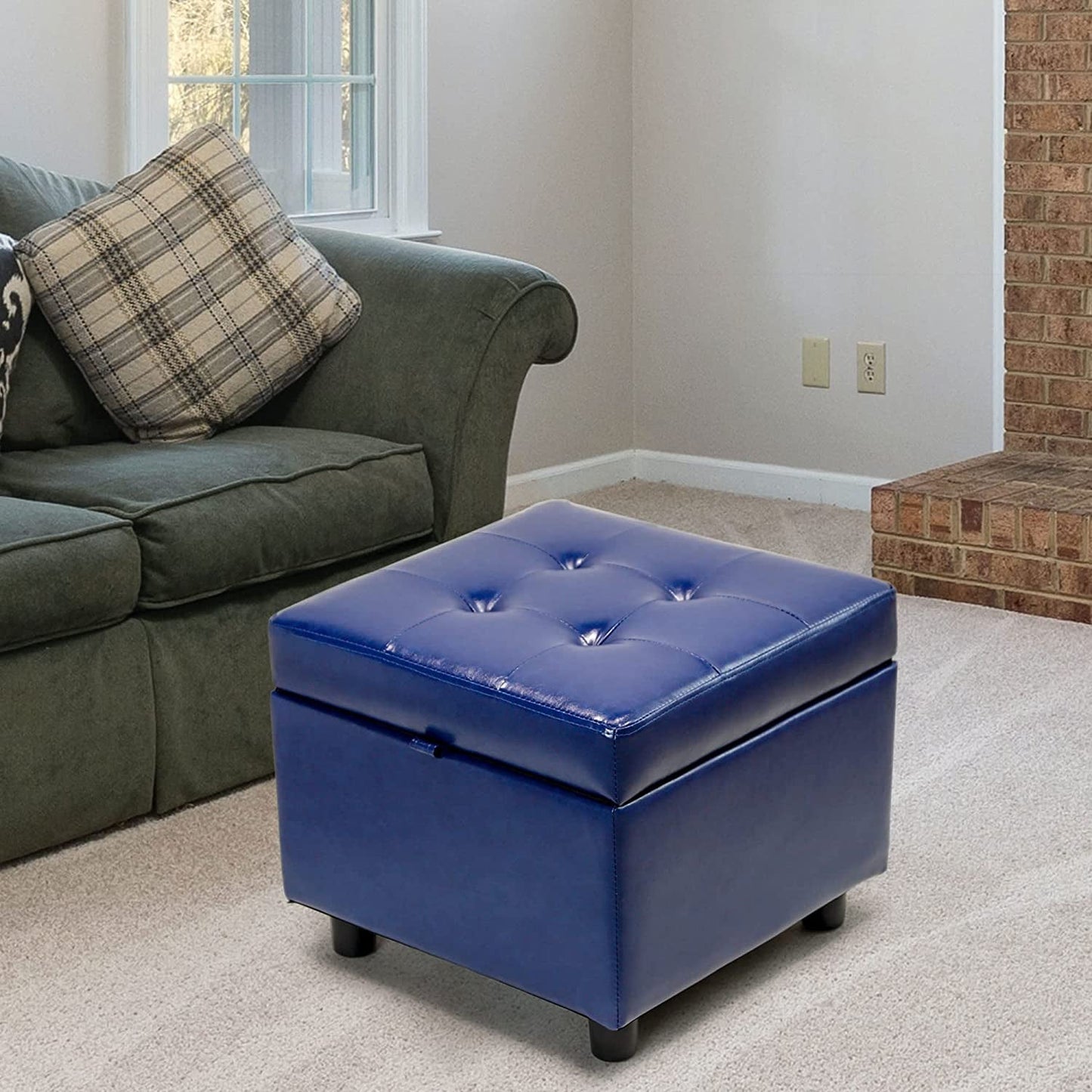 Luxury Leather Storage Ottoman Foot Rest Cube-0