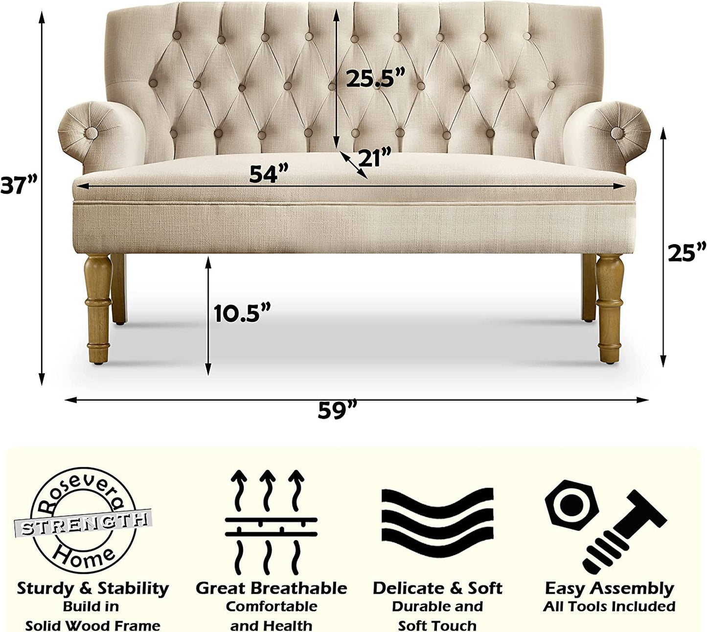 Warm Beige Loveseat Sofa Furniture Settee-1