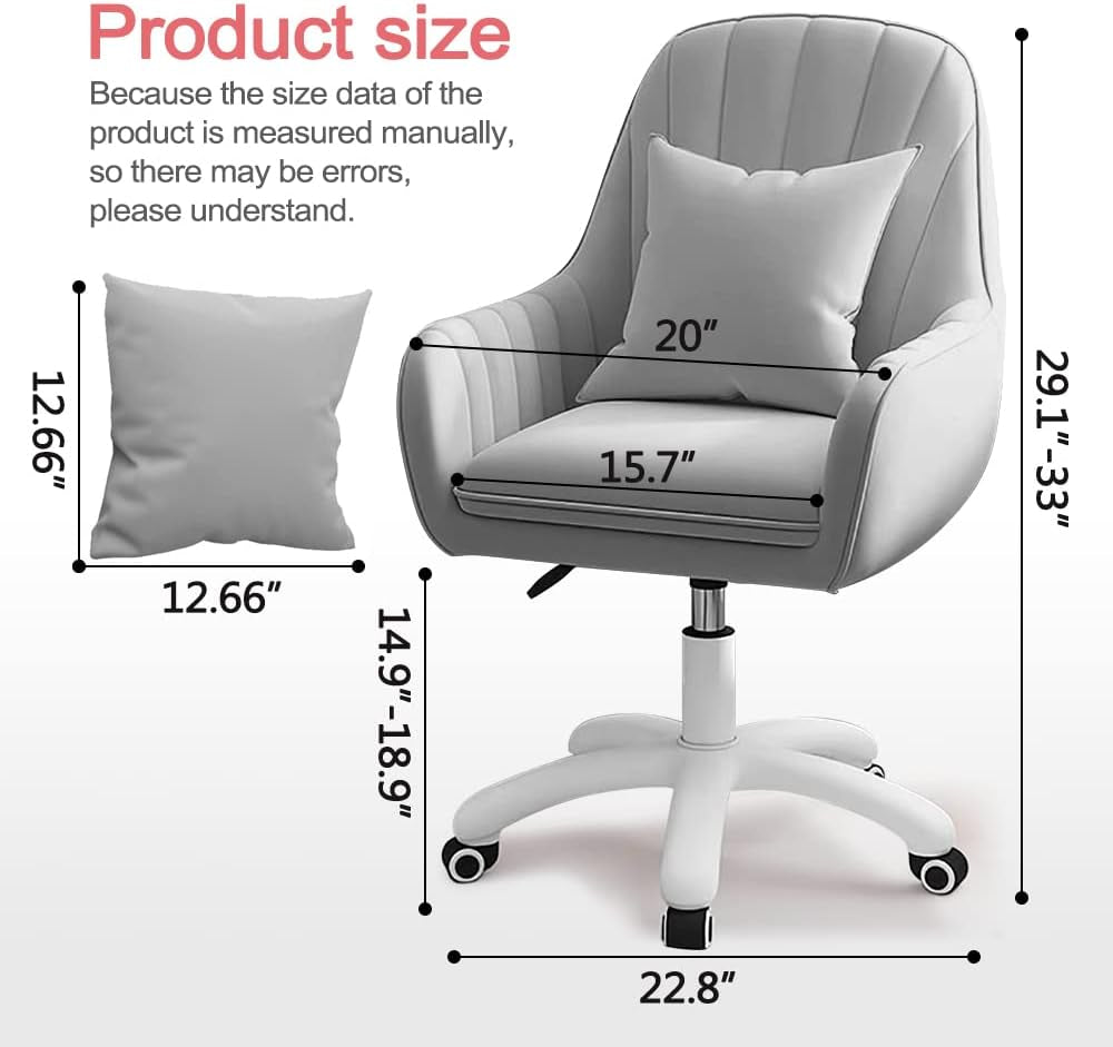 Home Office Chair Computer Chair with Mid-Back Upholstered Modern Tufted Computer Task Chair Swivel Height Adjustable Velvet Accent Chair-1