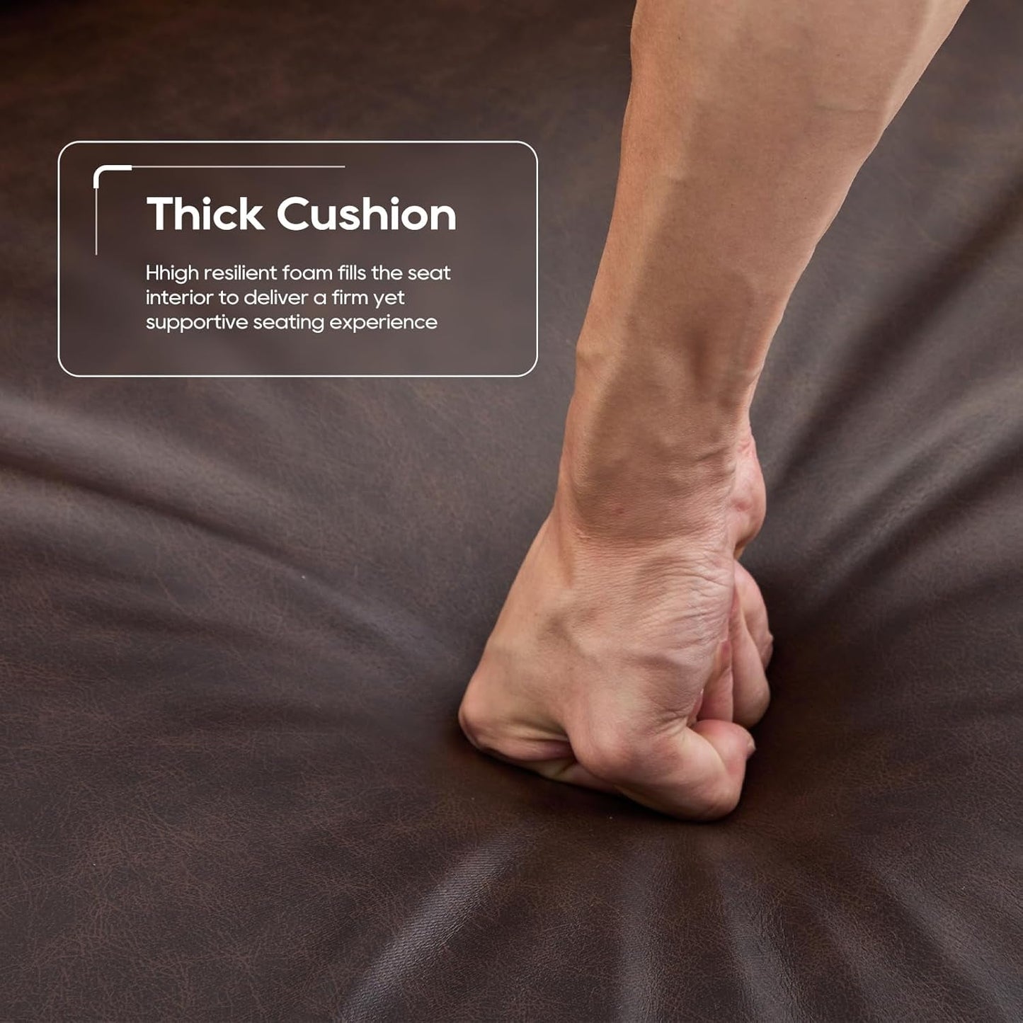 95" Oversized PU Leather Sofa, Comfy Sofa Couch with Extra Deep Seats, Wide Arm, down Filled 3-Seater Modern Sofa for Living Room, Apartment Lounge-Chocolate-4