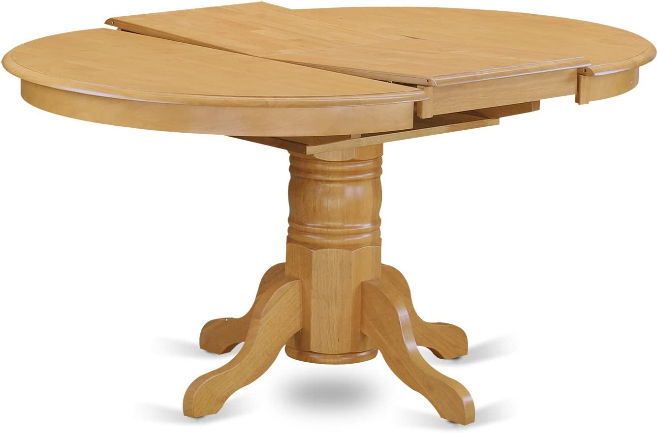 Oak Finish round Wood Dining Table-2
