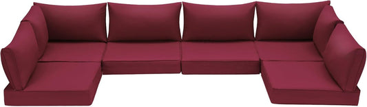 Outdoor Replacement Cushions for Patio Furniture,Water-Repellent Sofa Cushions for 6-Seat Rattan Wicker Sectional Patio Conversation Sets,14-Piece Cushions Set for Outdoor Couch（Burgundy）-0