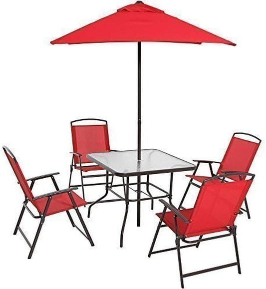 NEW Albany Lane 6-Piece Folding Dining Set, Multiple Colors (Red)-1