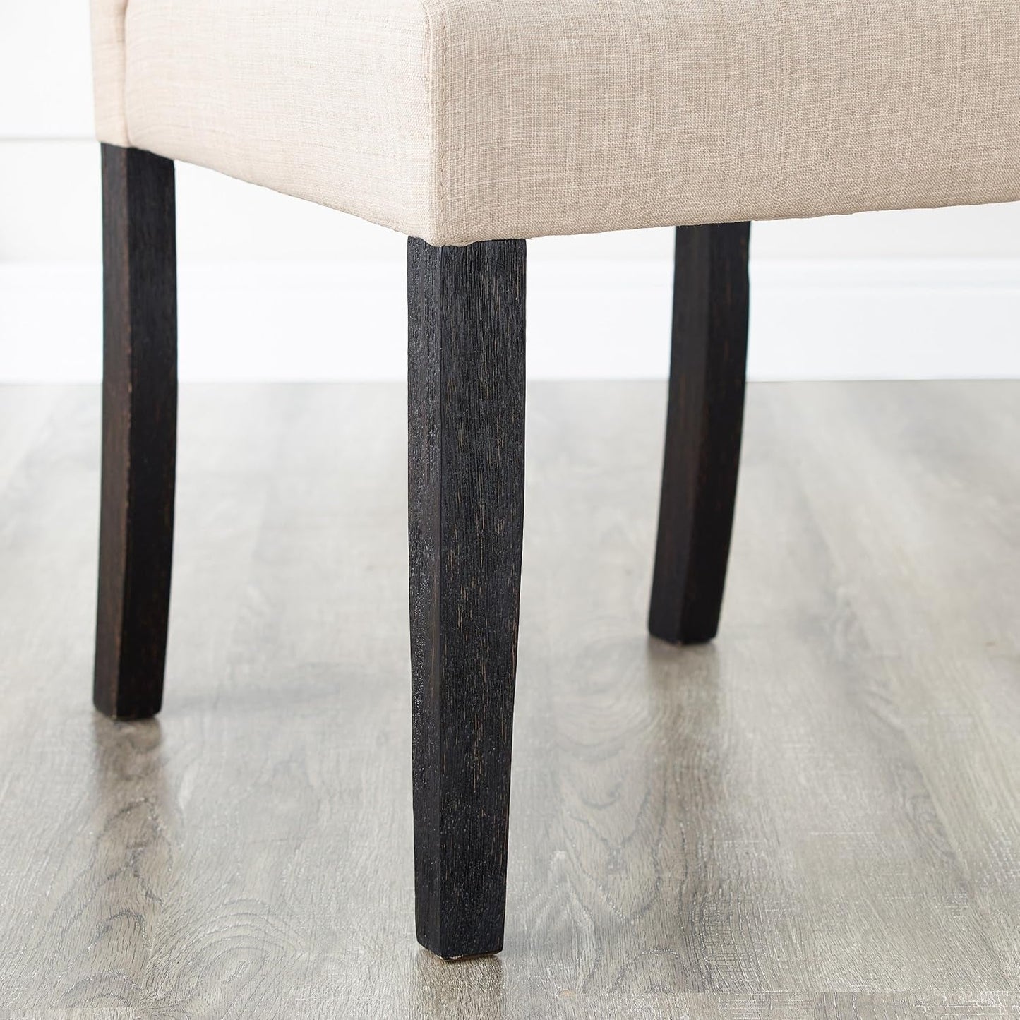 Leviton Solid Wood Tufted Asons Dining Chairs, Set of 2, Tan-1