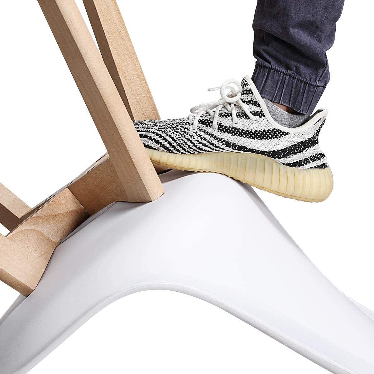 Set of 4 White DSW Accent Shell Chairs, Beech Wood Legs, Mid Century Modern Eiffel Inspired, PU Upholstered-4