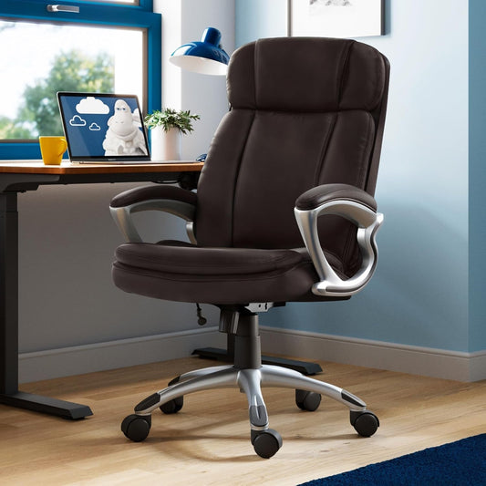 Fairbanks Big and Tall High Back Executive Office Chair, Ergonomic Gaming Computer Chair with Layered Body Pillows, Contoured Lumbar Zone, Brown-1