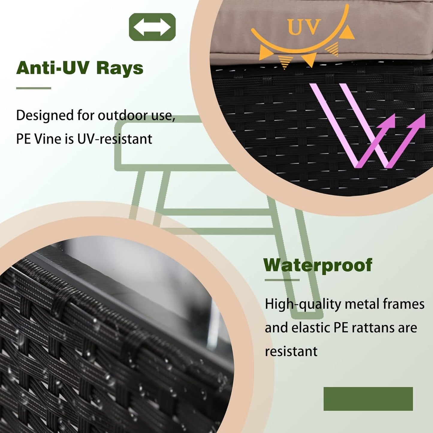 4 Pieces Patio Furniture Set Rattan outside Furniture Wicker Sofa Garden Conversation Sets with Soft Cushion and Glass Table for Yard Pool or Backyard,Black-2