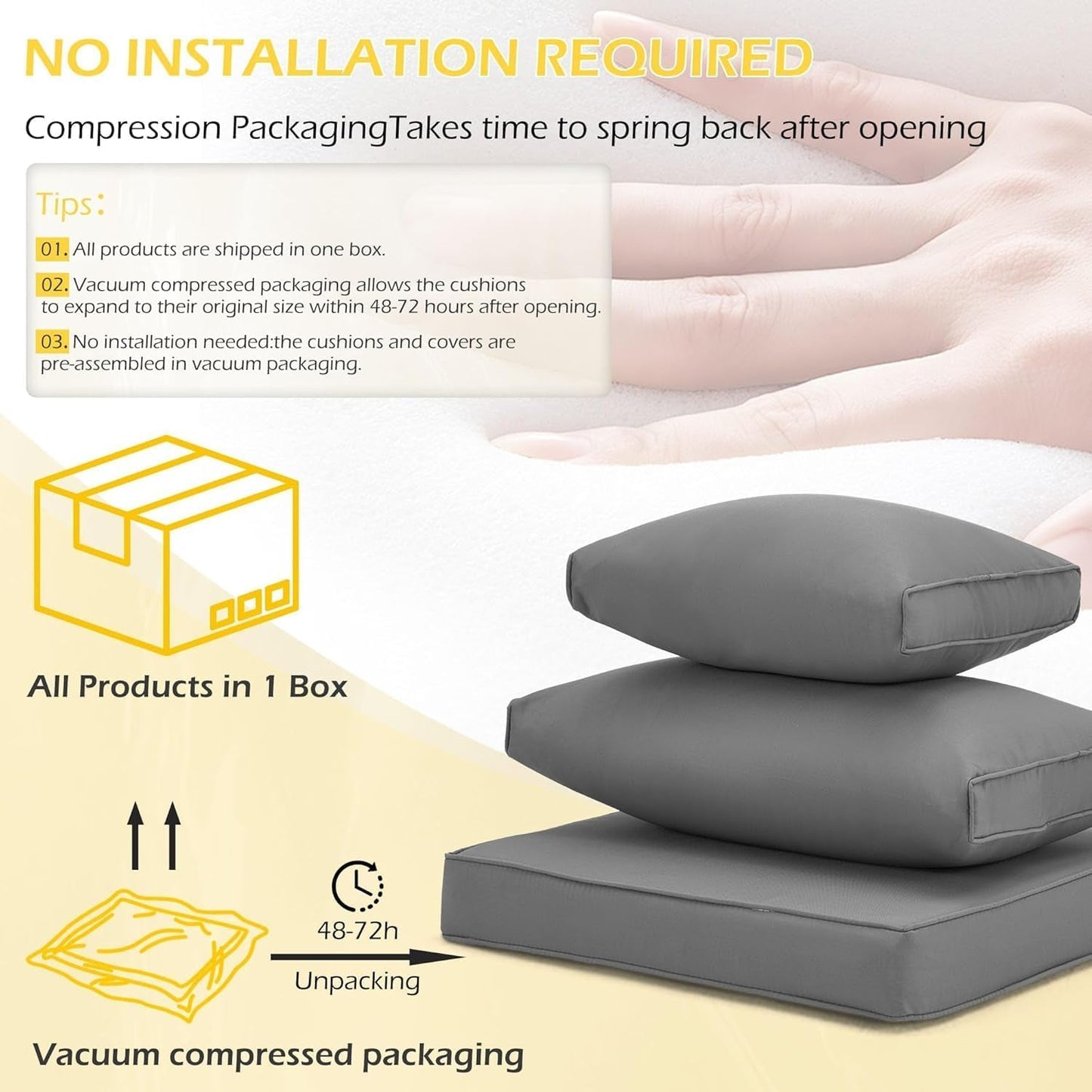 Outdoor Replacement Cushions for Patio Furniture,Water-Repellent Sofa Cushion for 6-Seat Rattan Wicker Sectional Patio Conversation Sets,14-Piece Cushions Set for Outdoor Couch-Gray-3