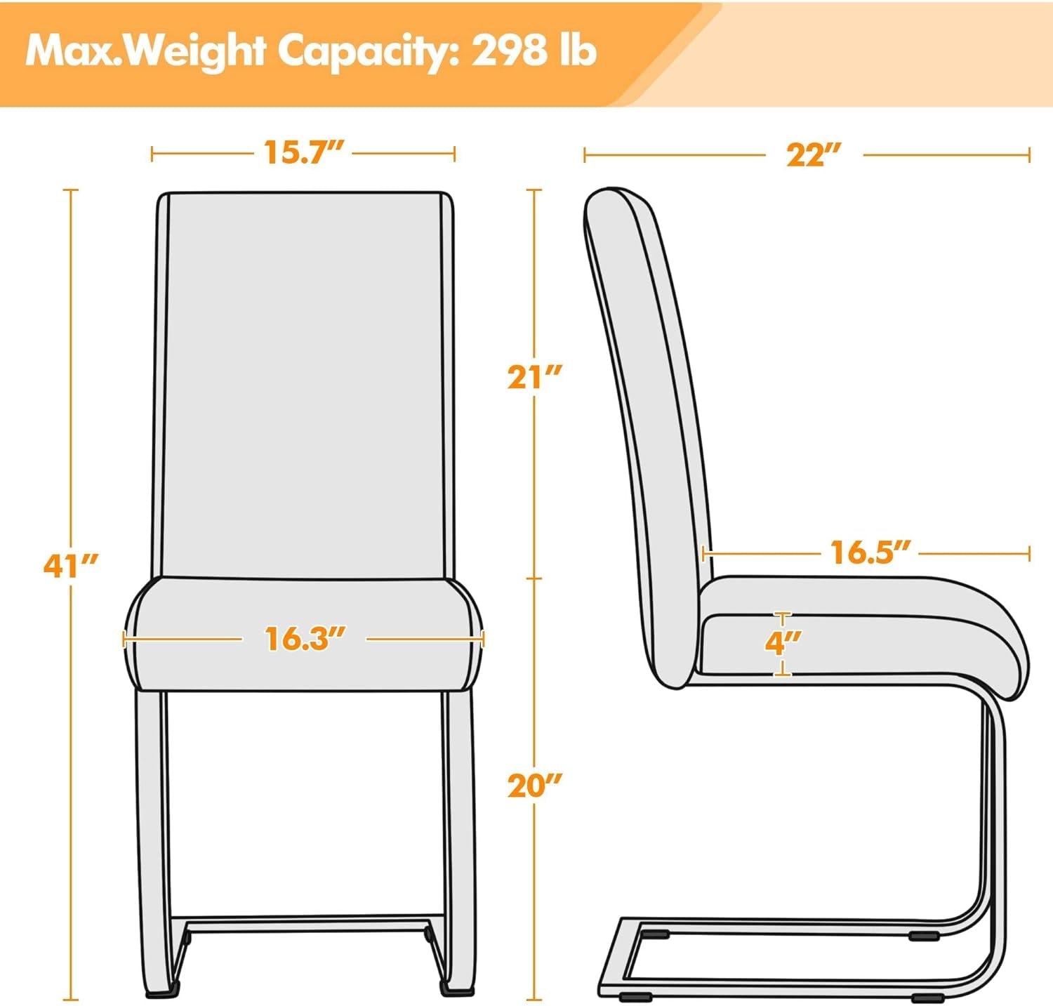 Dining Chairs Modern Living Room Chairs Leather Upholstered Side Chairs with Metal Legs for Kitchen Wedding, Set of 2, Black-2