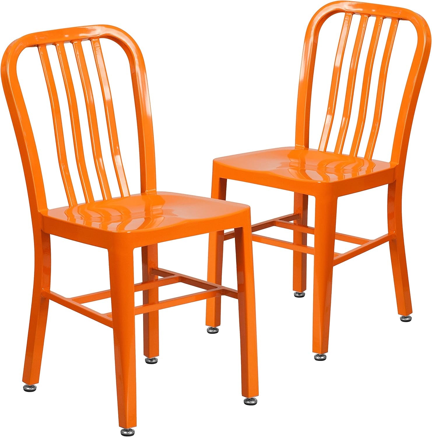 Gael Commercial Grade 2 Pack Orange Metal Indoor-Outdoor Chair-2
