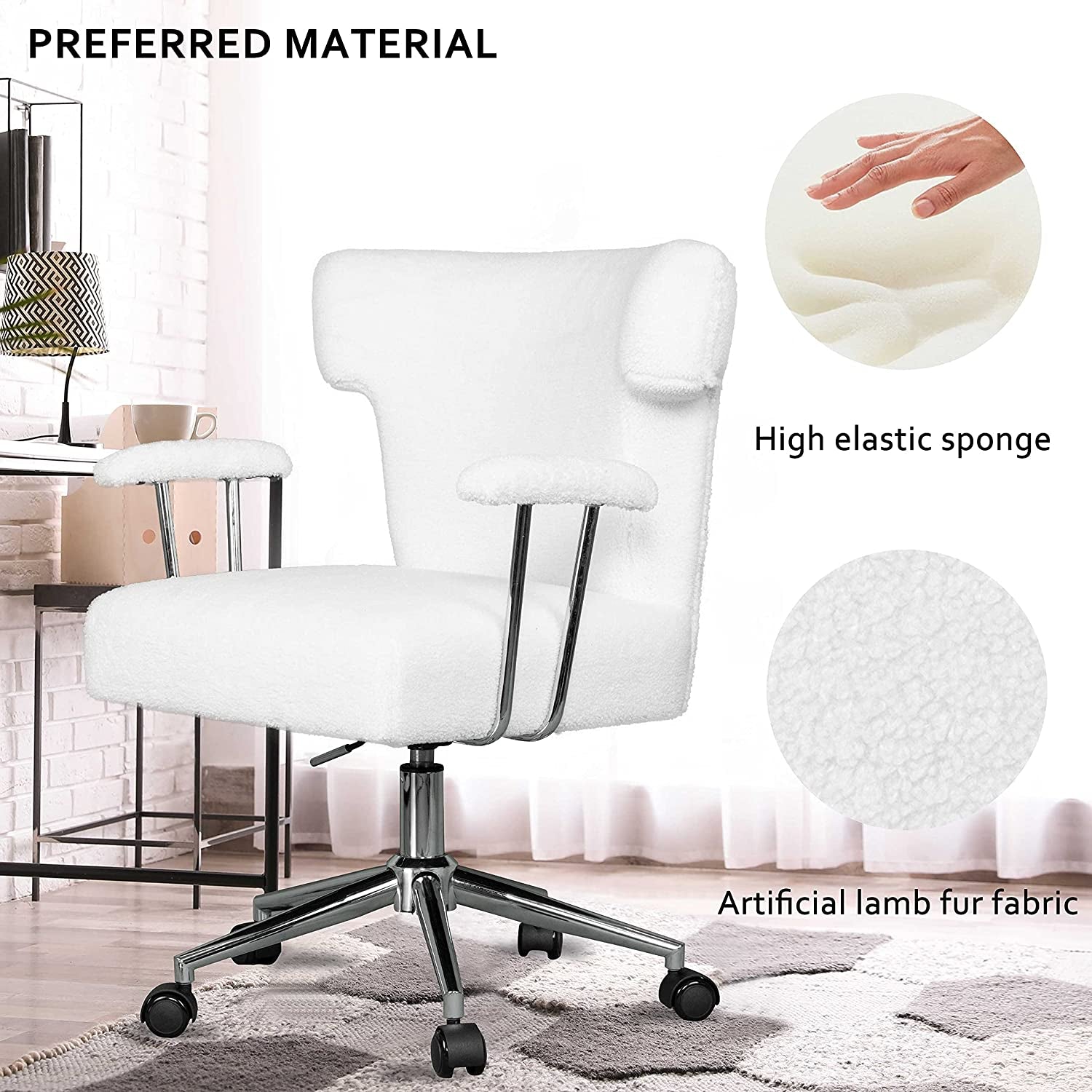 Faux Fur Swivel Chairs for Home Office-2