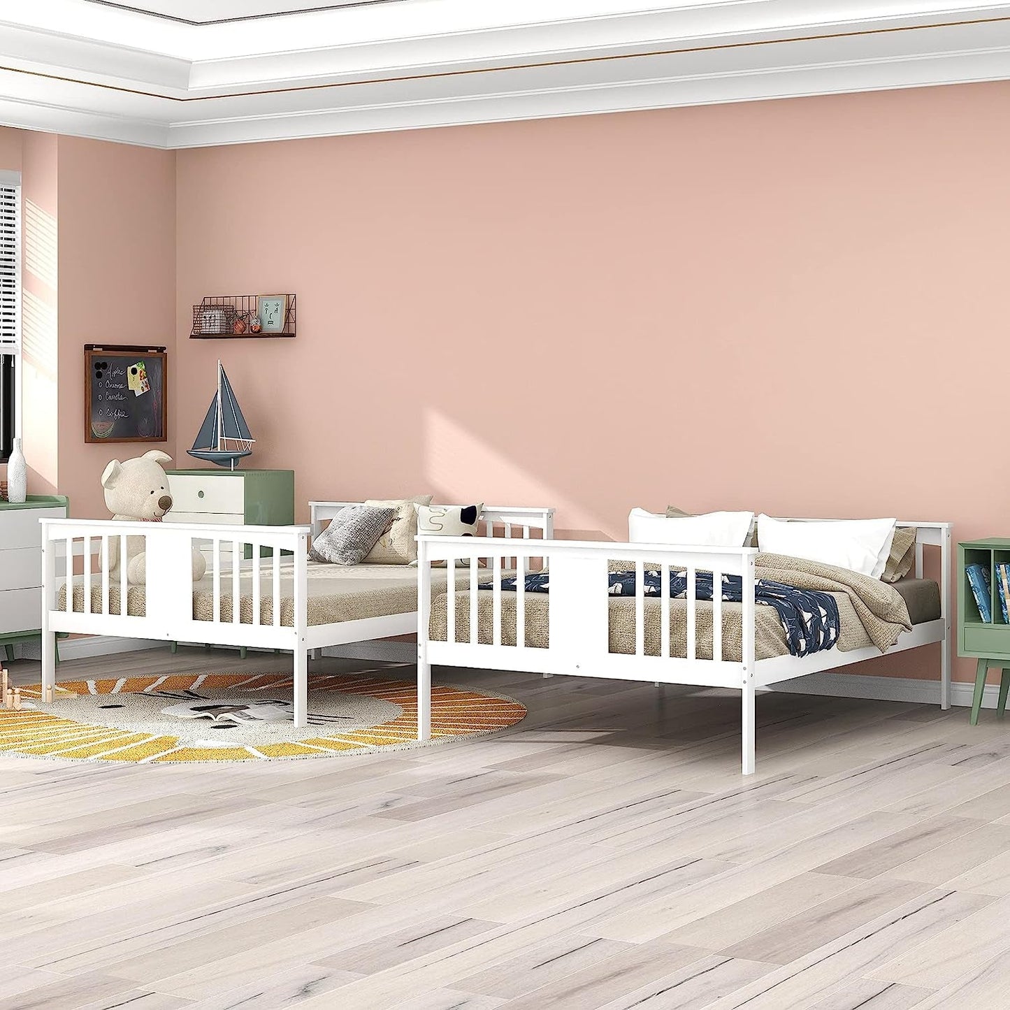 Dividable Full over Full Bunk Bed with Full-Length Guardrail-1