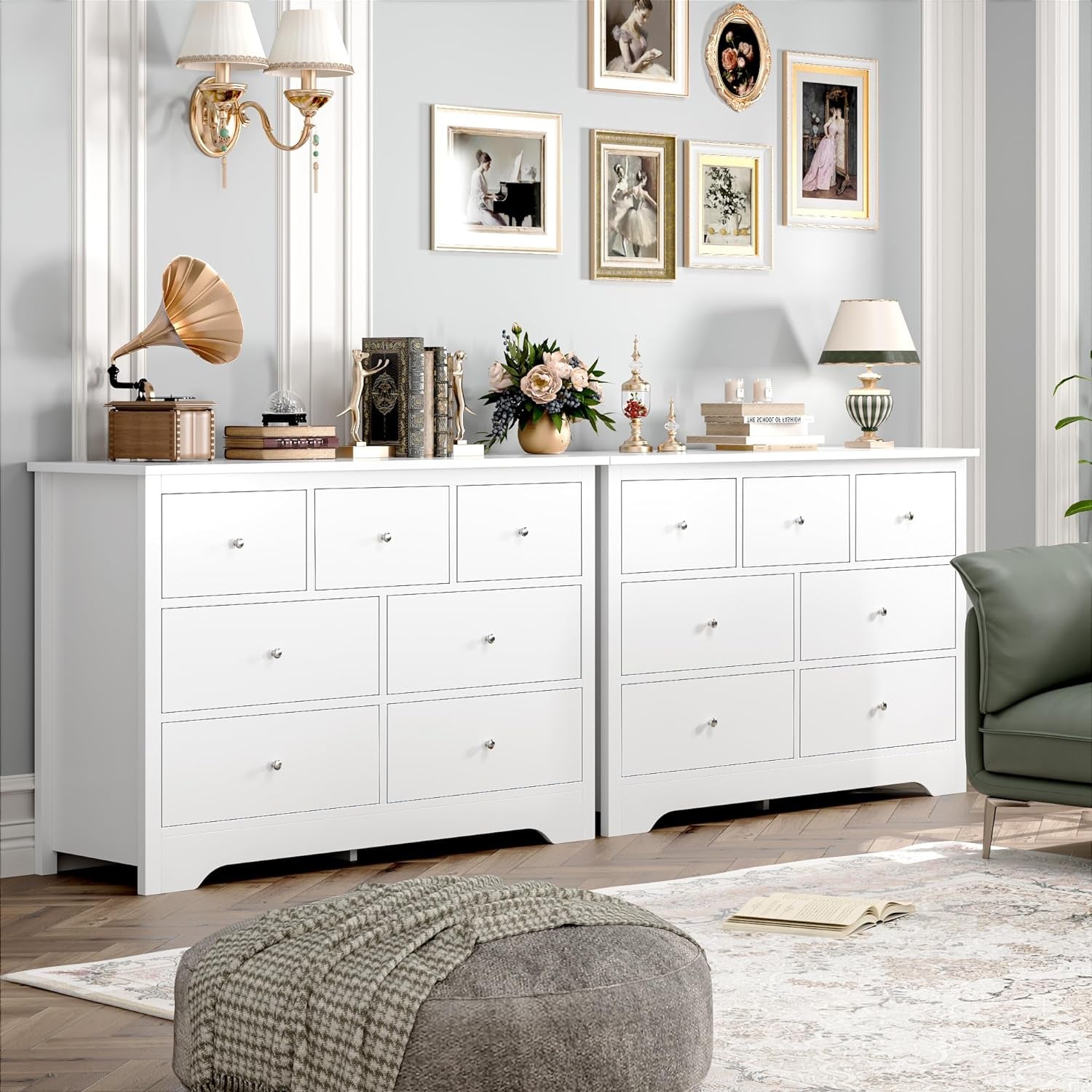 White Dresser with 7 Deep Drawers-2