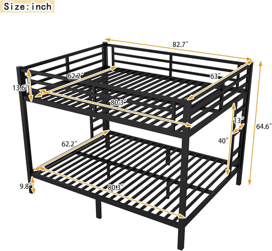 Bunk Bed Queen over Queen, Heavy Duty Metal Bunk Bed Frame, Queen Bunk Bed for Adults, Adult Bunk Beds Heavy Duty, Queen Bunk Bed, Black-1