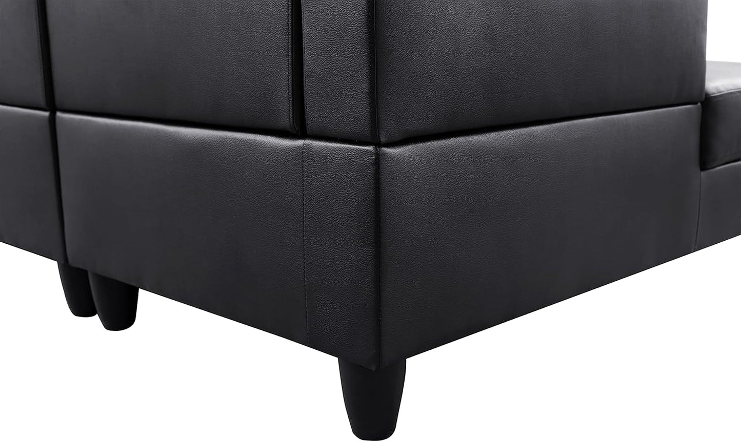 L Shaped Sectional Modern Sofa - Convertible Leather Sofa Sleeper Sofa Bed Couch Set with Reversible Chaise, Lounge Sofa Modular Cloud Sofa Couch for Living Room Apartment-3