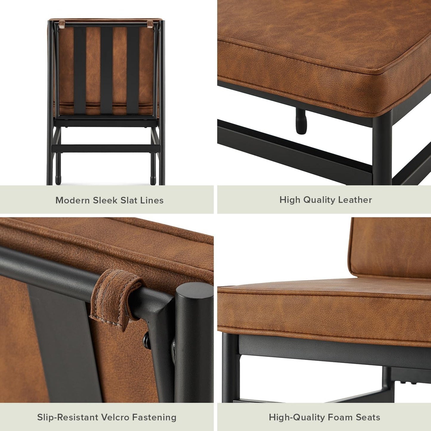 Odelia Dining Chairs, Kitchen Chairs, Dining Room Chairs, Black Dining Chairs, Sturdy Bifma-Certified Rust-Free Metal Frame and Removable Cushion Covers (2, Pecan Brown Faux Leather, One Size)-2