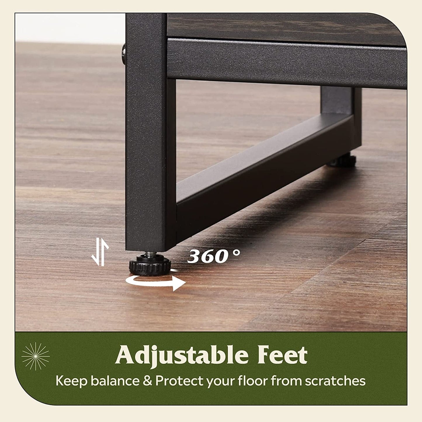 55 Inch TV Stand with Storage, Industrial Farmhouse Style-4