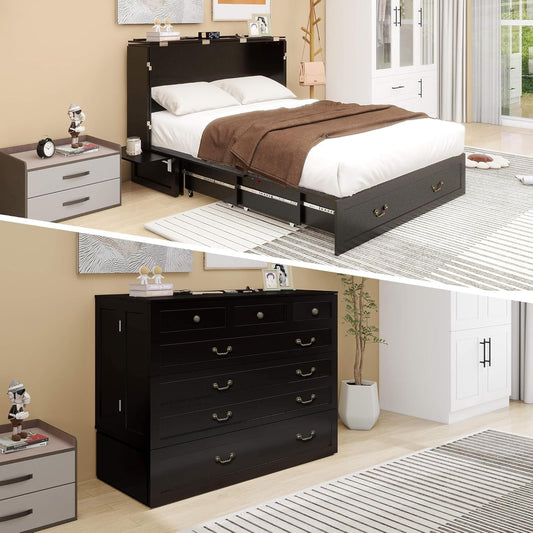 Queen Murphy Bed Cabinet with Charging Station Design-0