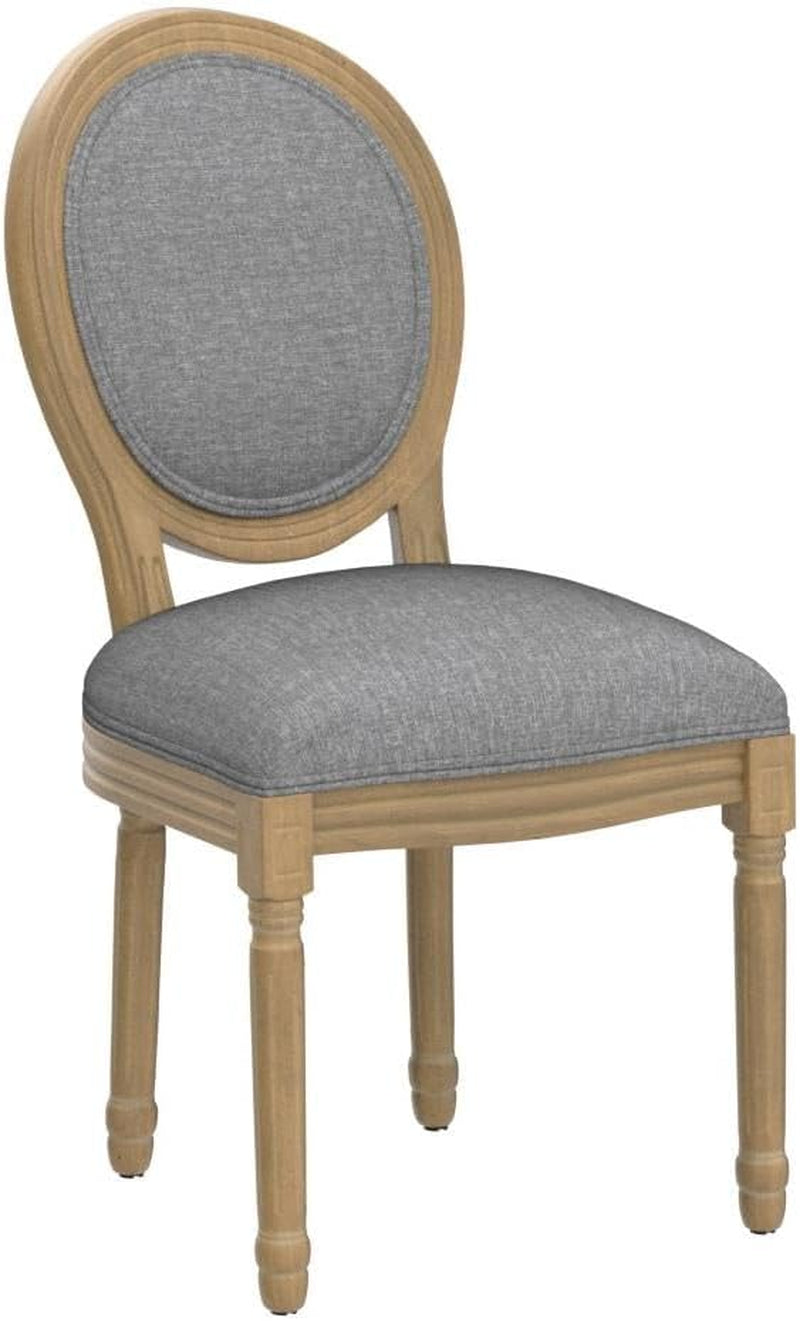 French Country Dining Chairs Set of 2, Upholstered Dining Room Chairs with round Back Farmhouse Kitchen Chairs for Living Room, Kitchen, Restaurant (Lightgrey-Round)-4