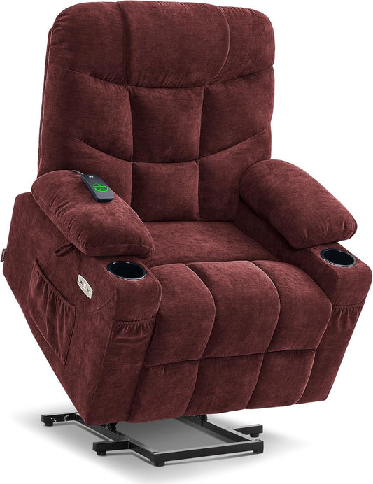 Power Lift Recliner Chair with Extended Footrest for Elderly People, Fabric 7287 (Burgundy, Medium-Regular)-0