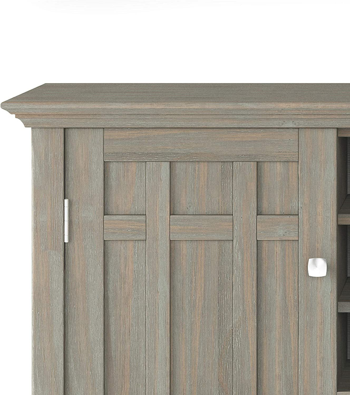 Rustic Gray Pine Wood Sideboard Buffet with Wine Storage-4