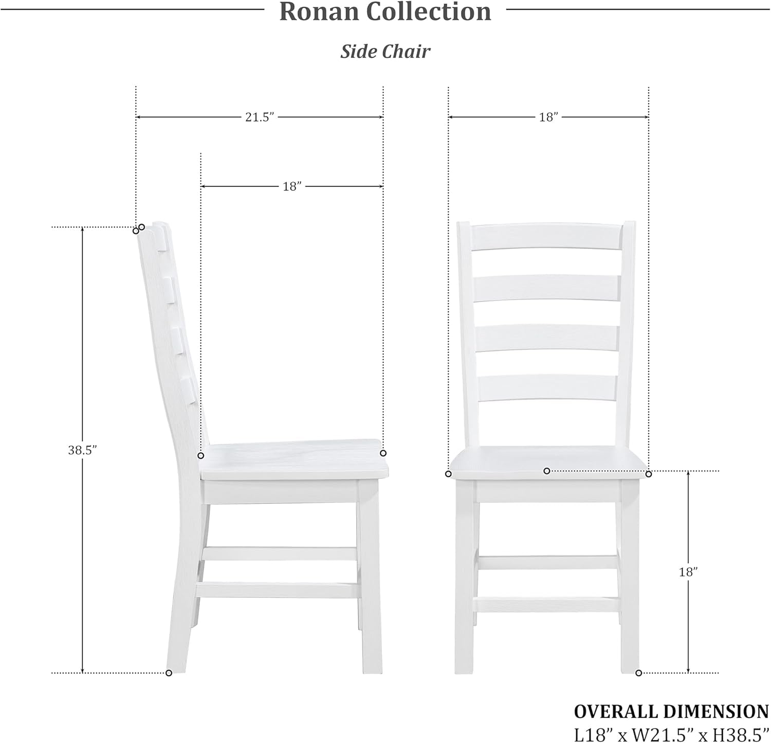 Dining Chairs Set of 2, Dining Chairs with Solid Wood Legs and Footrest, High Ladder Back Farmhouse Dining Chairs, Wooden Dining Room Chairs, White-1