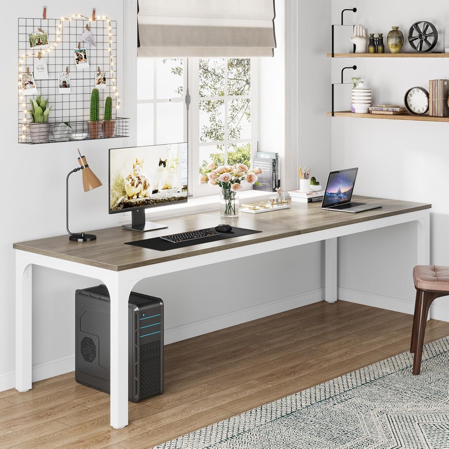78.7 Inches Extra Long Computer Desk 2 Person Desk, Double Long Desk, Workstaion for Home Office-4