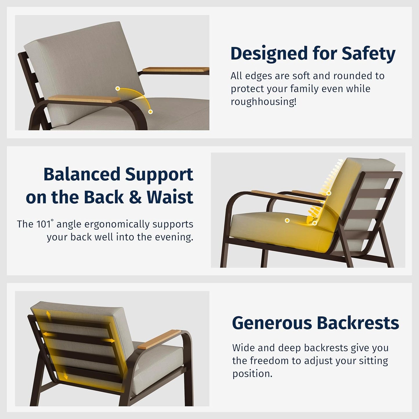 5 Seats Patio Furniture Set, Waterproof Outdoor Patio Furniture with Thick Cushion, 4-Piece outside Conversation Set with Coffee Table for Garden and Yard, Creamy Apricot-2