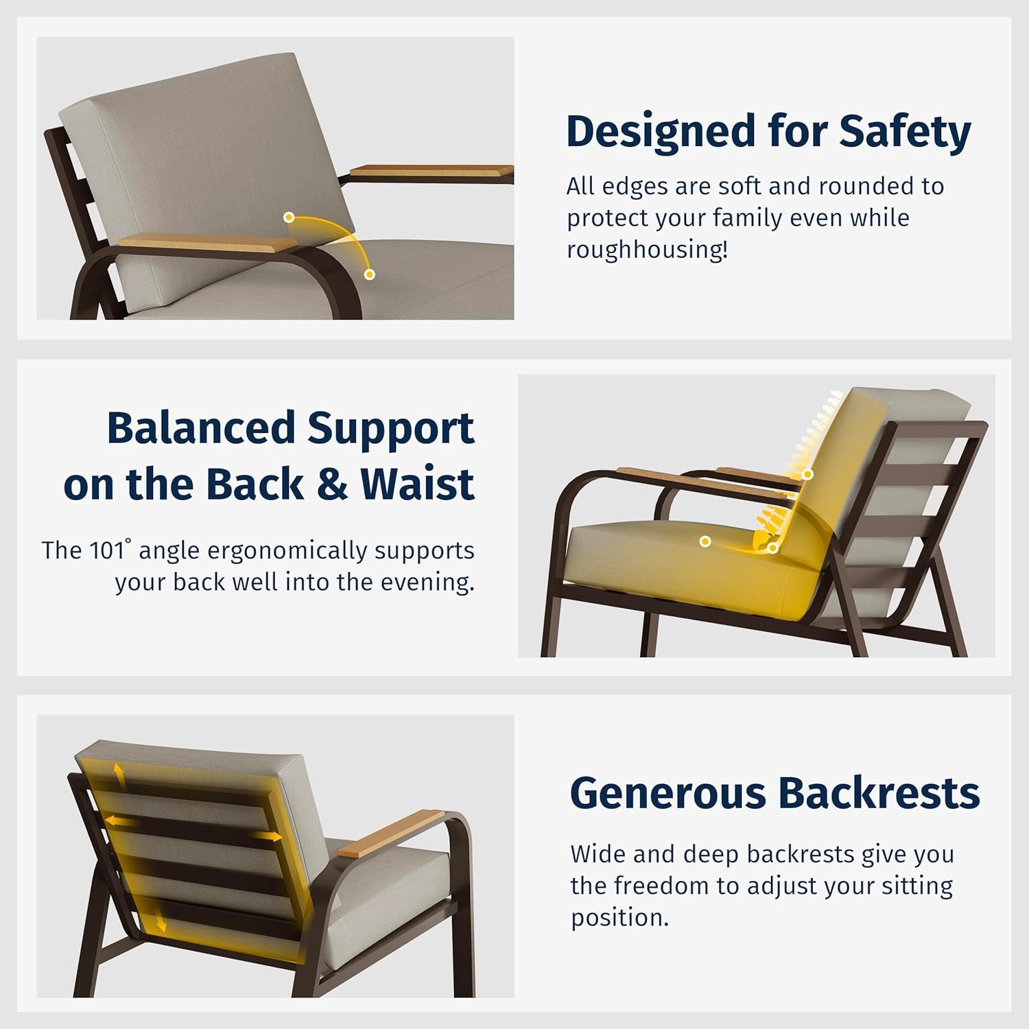 5 Seats Patio Furniture Set, Waterproof Outdoor Patio Furniture with Thick Cushion, 4-Piece outside Conversation Set with Coffee Table for Garden and Yard, Creamy Apricot-2