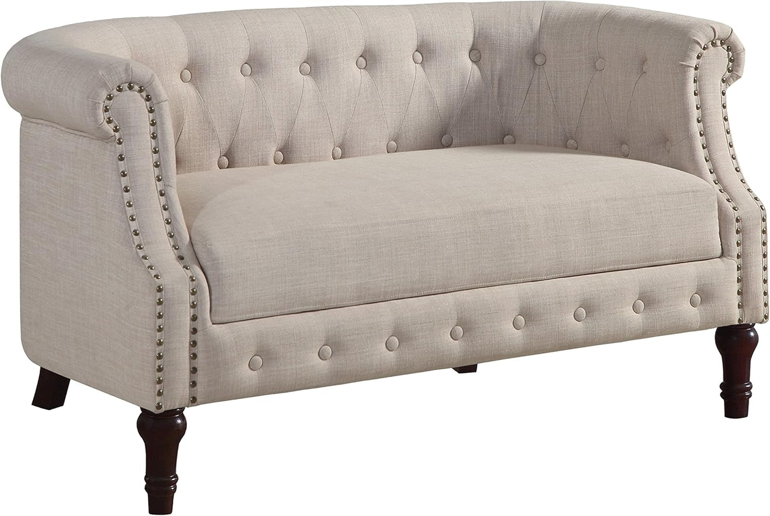 Beige Chesterfield Loveseat Classic, Elegant Design-0