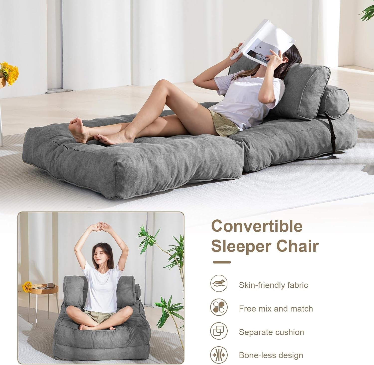 Portable Folding Couch Bed with Pillow-4